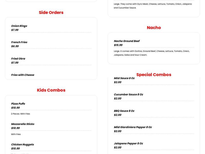 Mini Pac Grill Menu