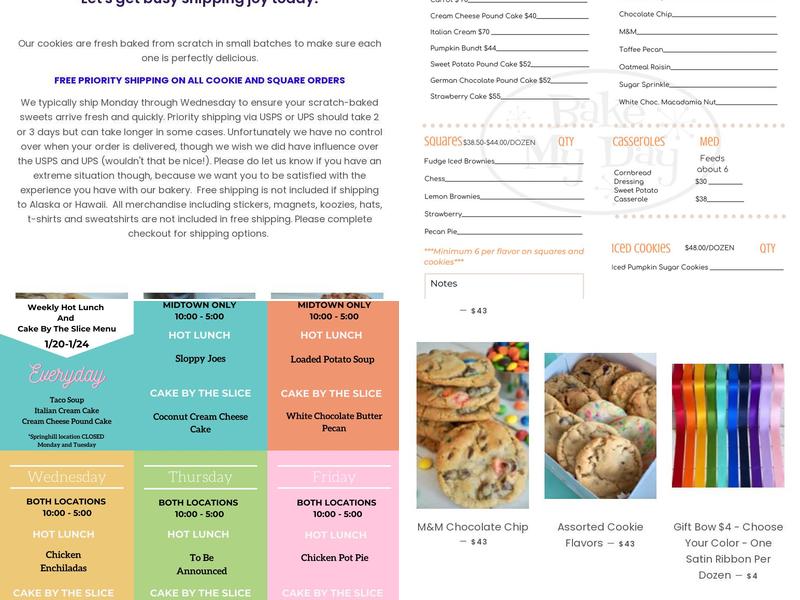 Bake My Day Menu