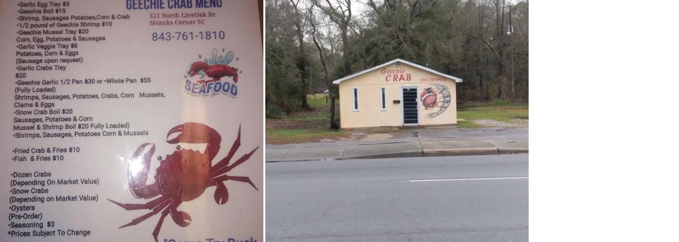 Geechie Crab Menu