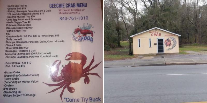 Geechie Crab Menu