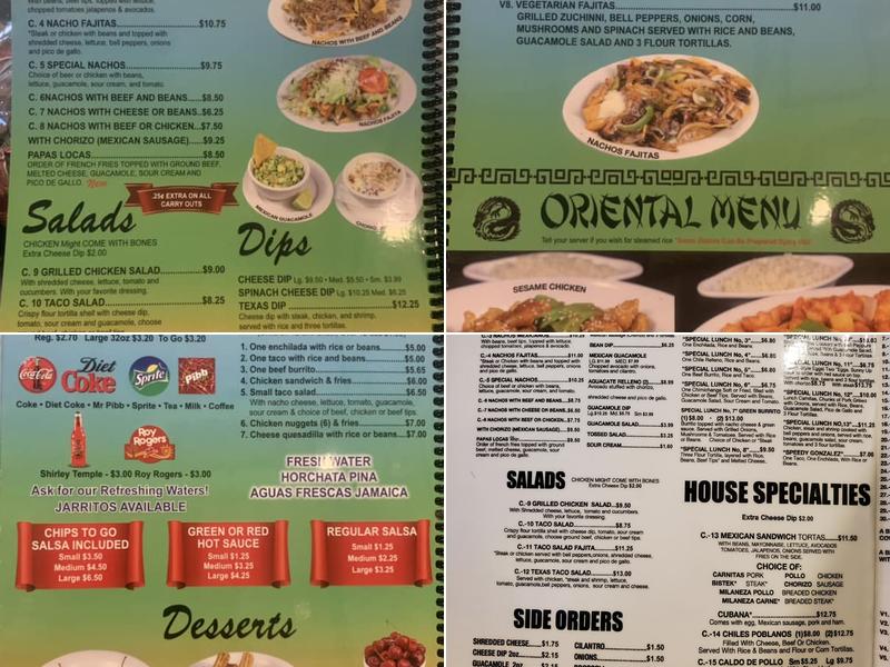 Los 3 Amigos Menu