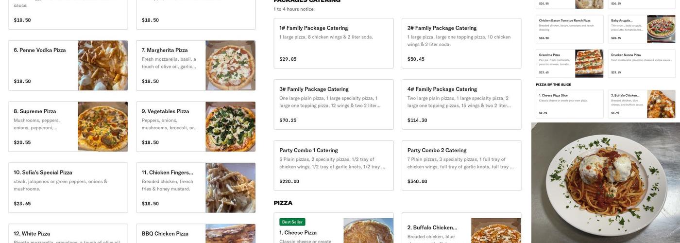 Sofia’s Pizzeria Menu