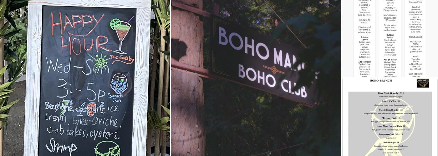 Boho Manor Menu