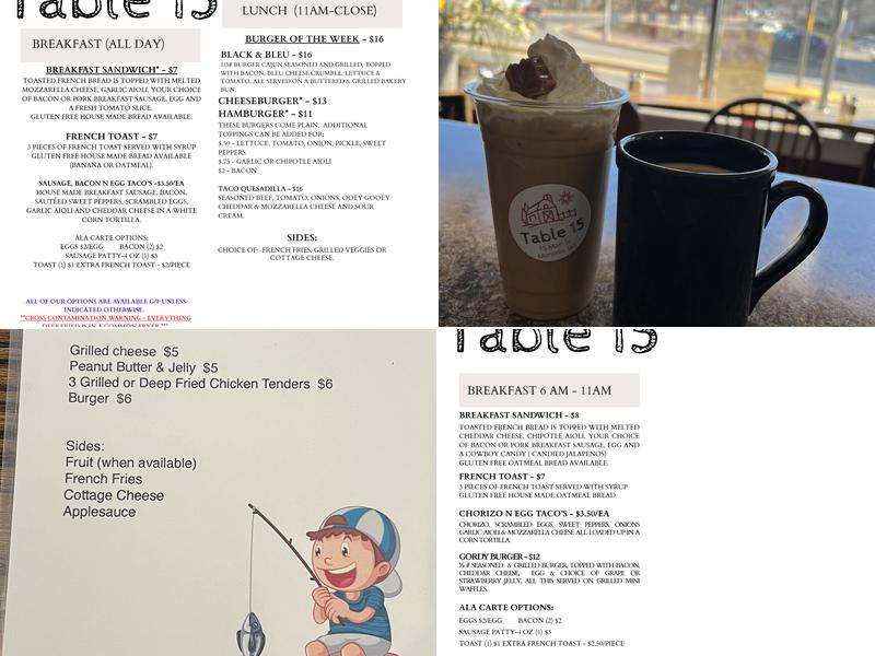 Table 15 Menu