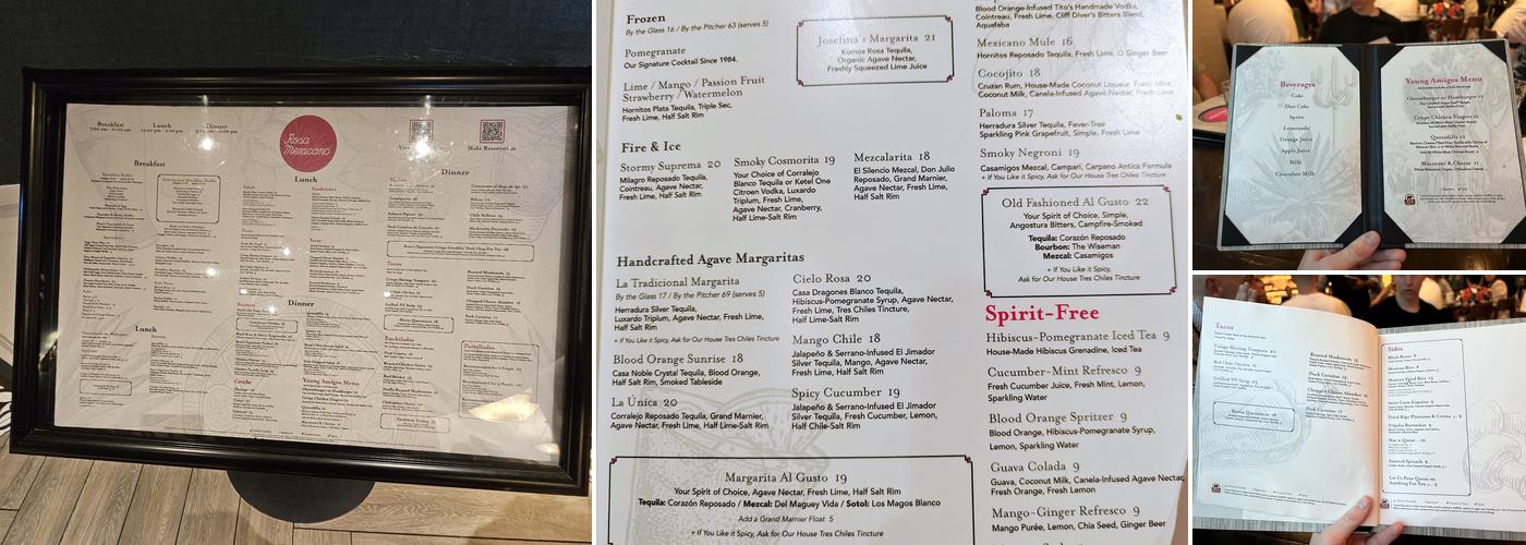 Rosa Mexicano Menu