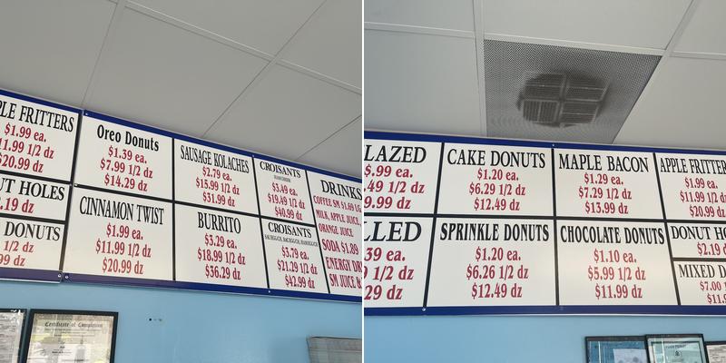Sunrise donuts Menu