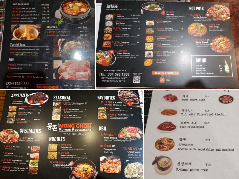 MONG CHON Menu