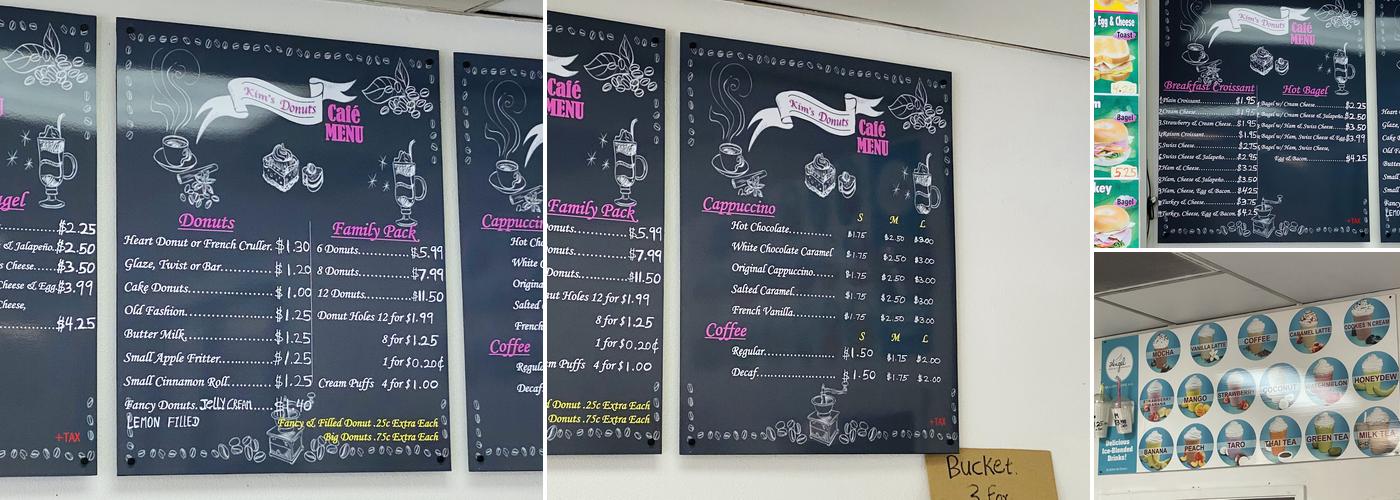 Kim’s donuts & Café Menu