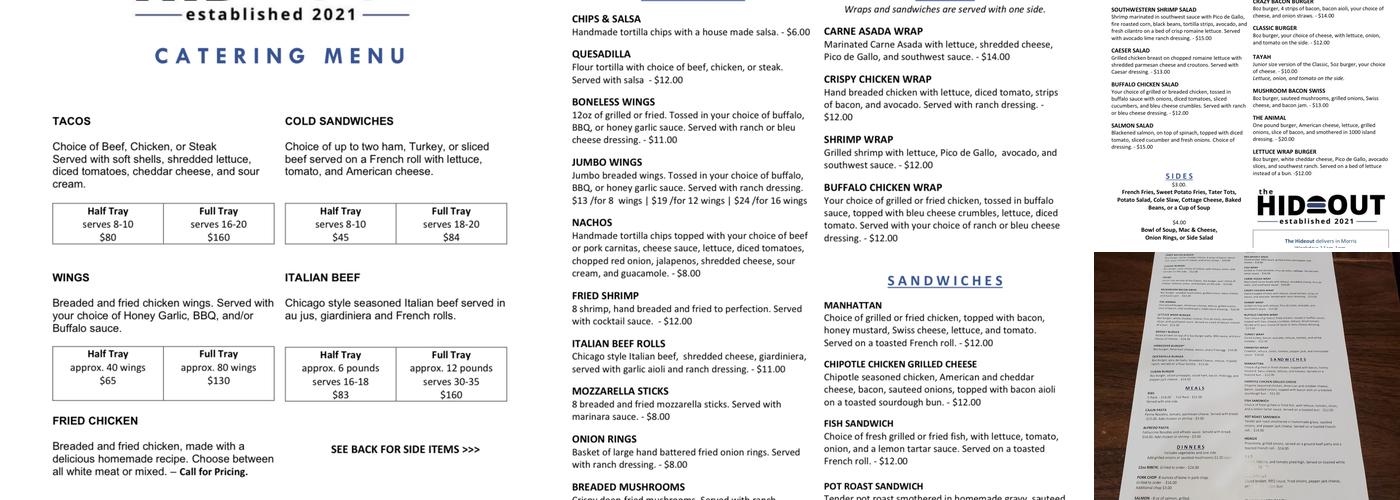 The hideout Menu