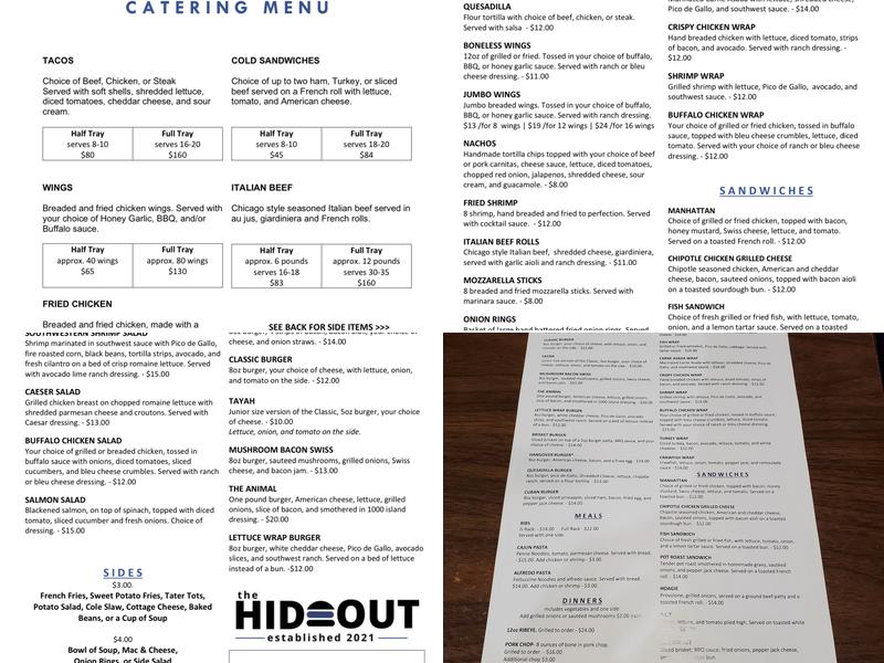 The hideout Menu