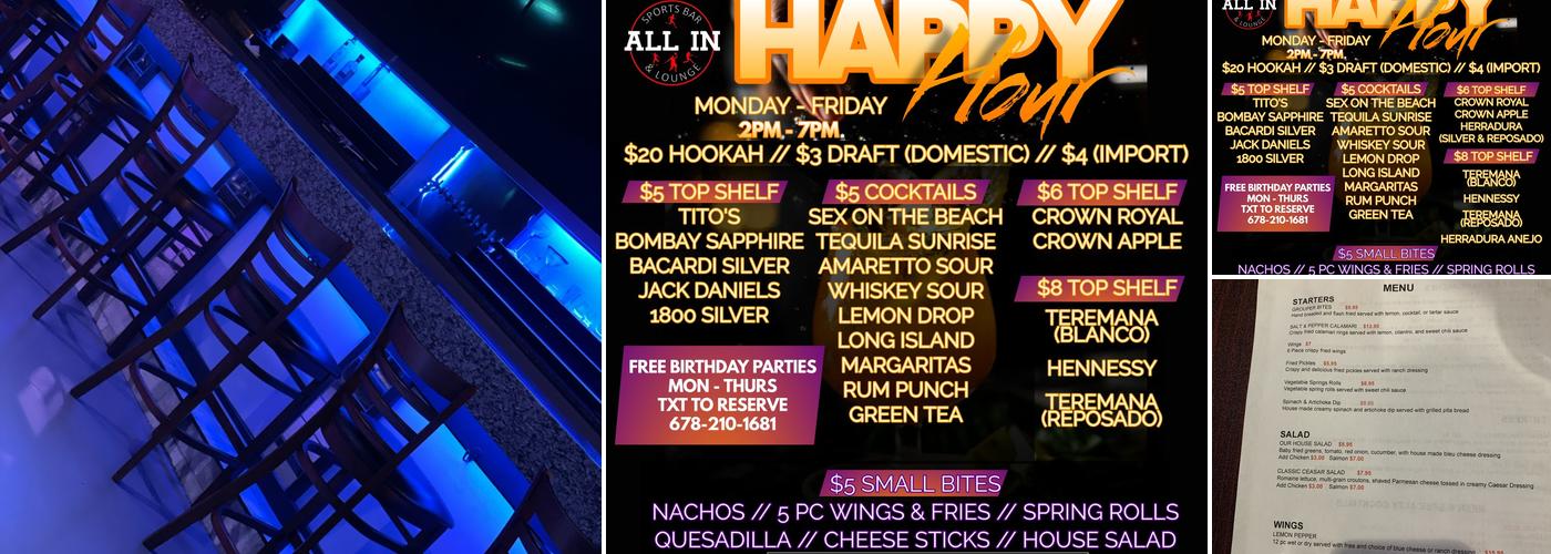 ALL IN Sports Bar & Lounge Menu
