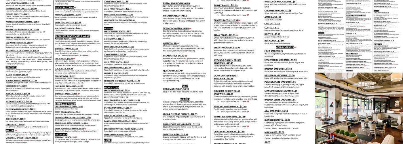 Grade A Cafe Menu