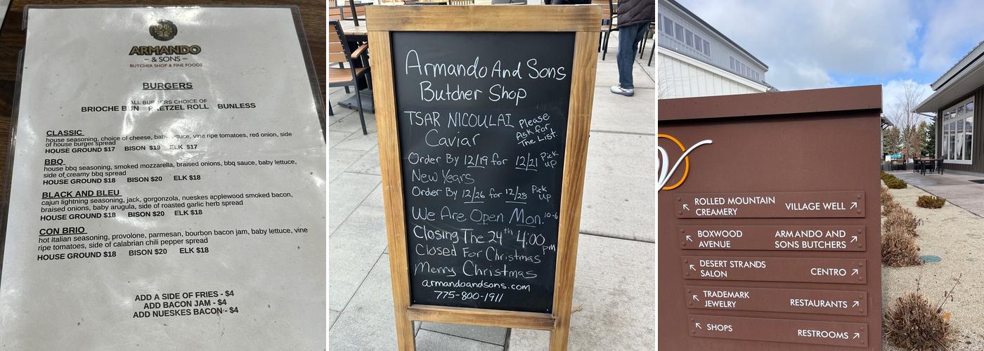 Armando & Sons Butcher Shop Menu