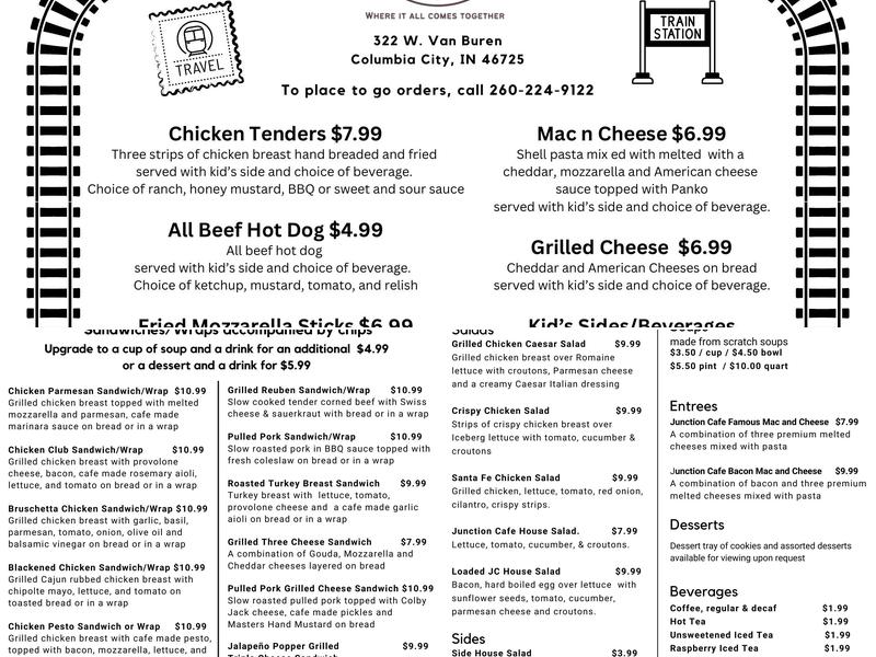 The Junction Cafe and Home Decor Menu