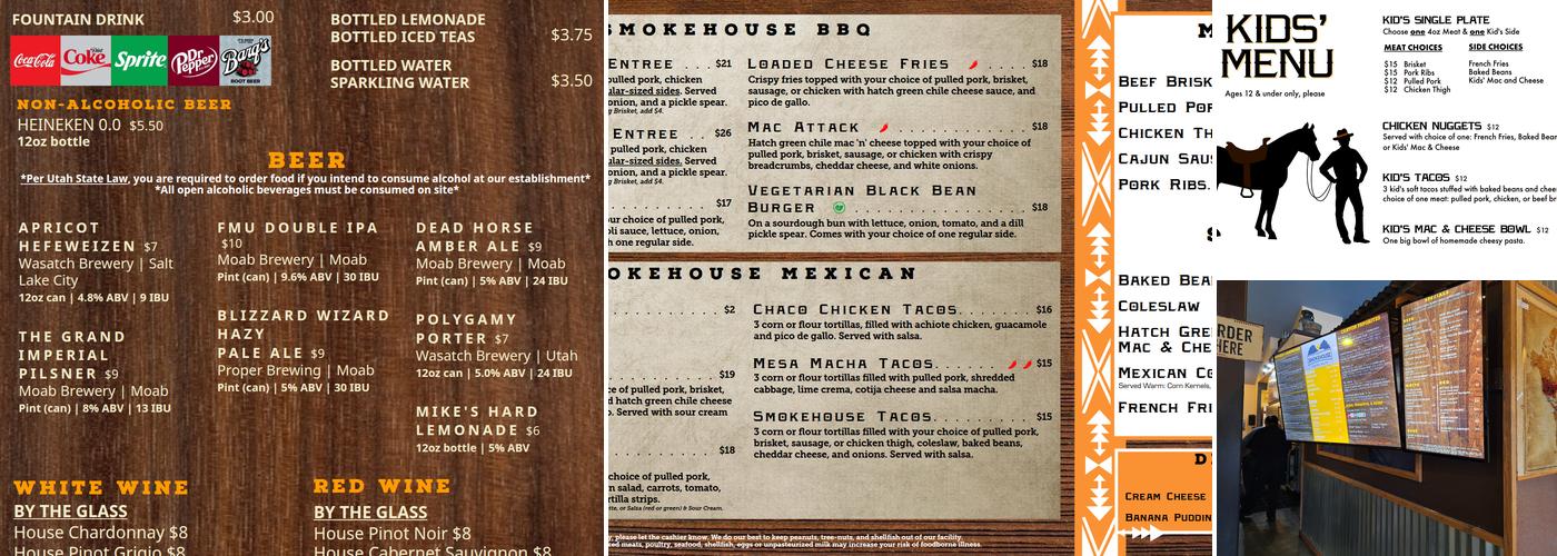 Canyon Smokehouse Menu