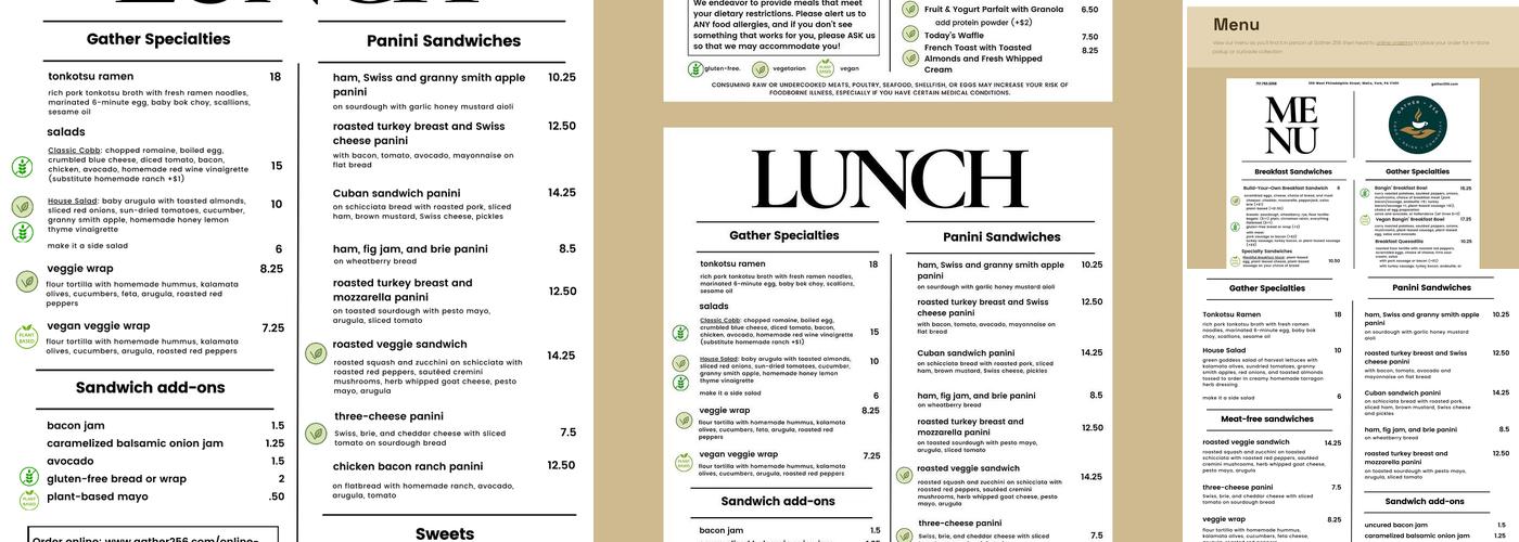 Gather 256 Menu