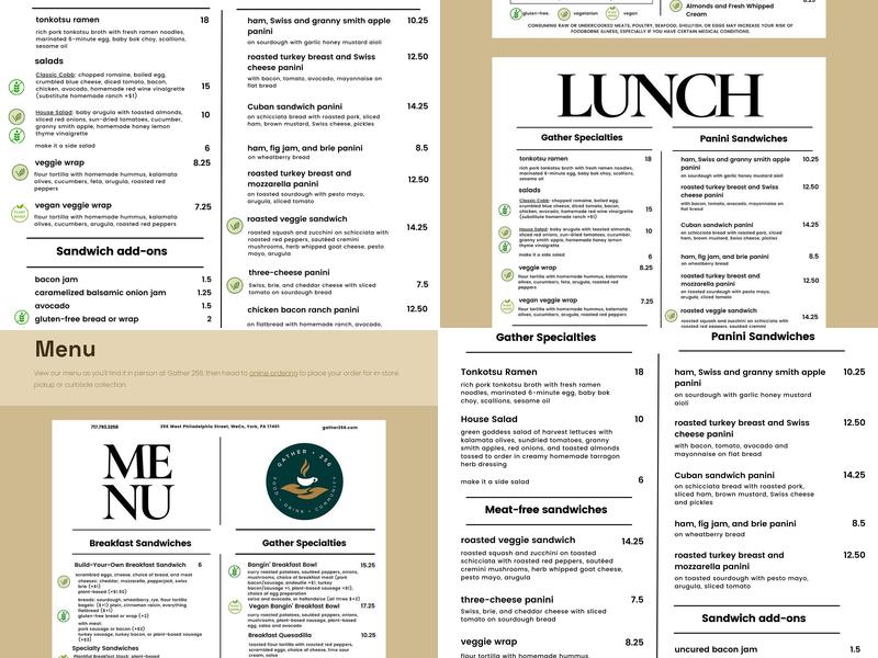 Gather 256 Menu
