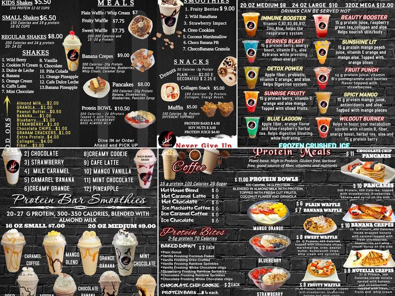 NEVER GIVE UP Sh@kes Menu