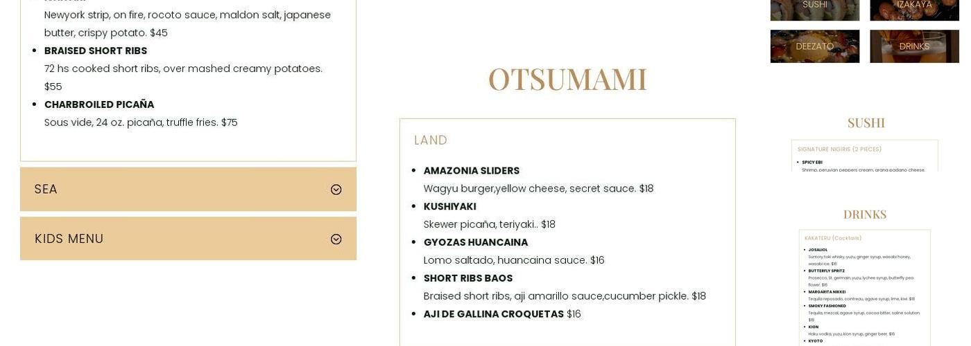 Amazonia Nikkei Menu