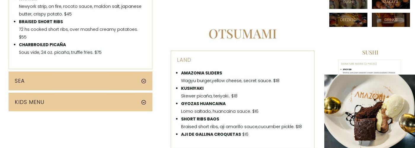 Amazonia Nikkei Menu