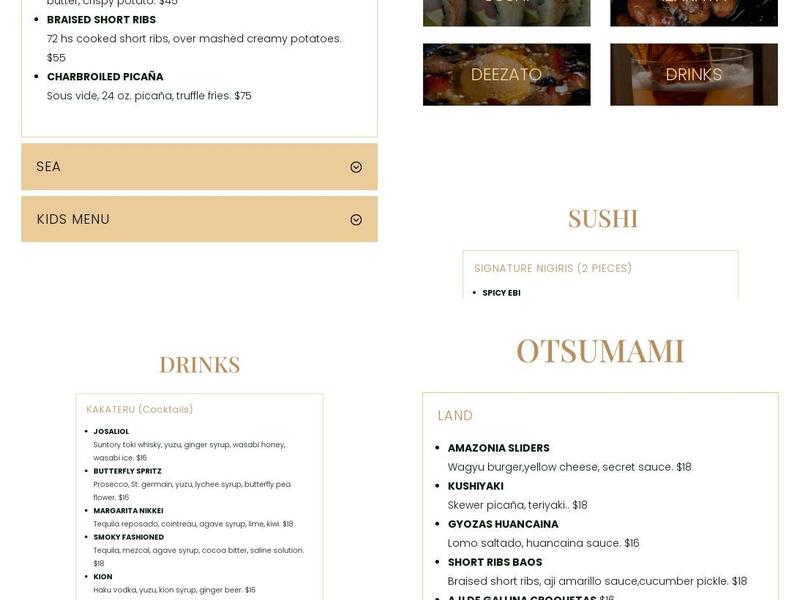 Amazonia Nikkei Menu