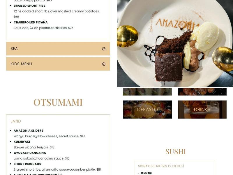 Amazonia Nikkei Menu