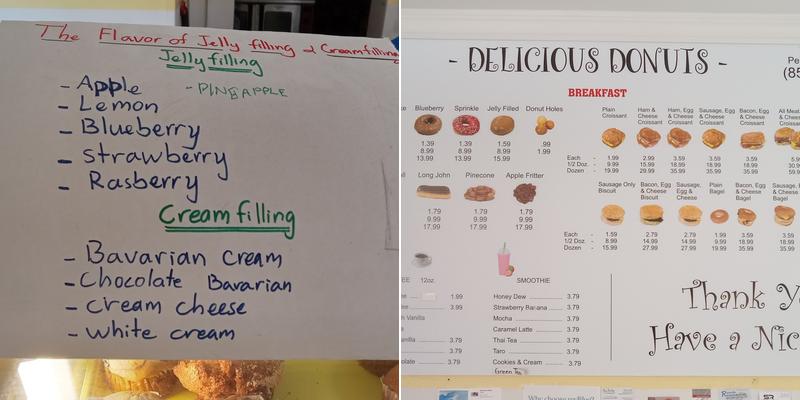 Delicious Donuts Menu