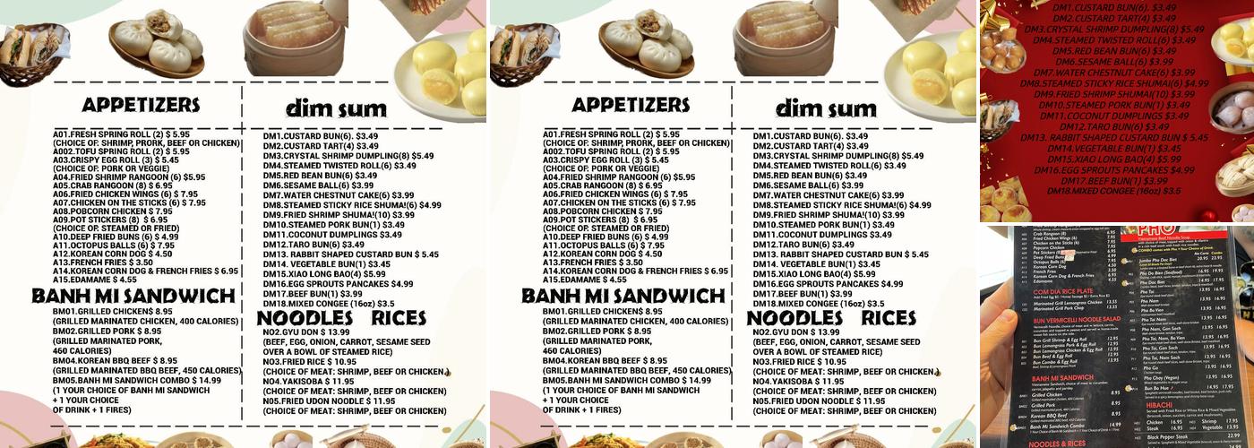 Pho Lover Menu