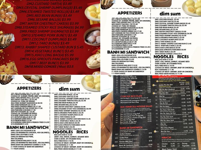 Pho Lover Menu