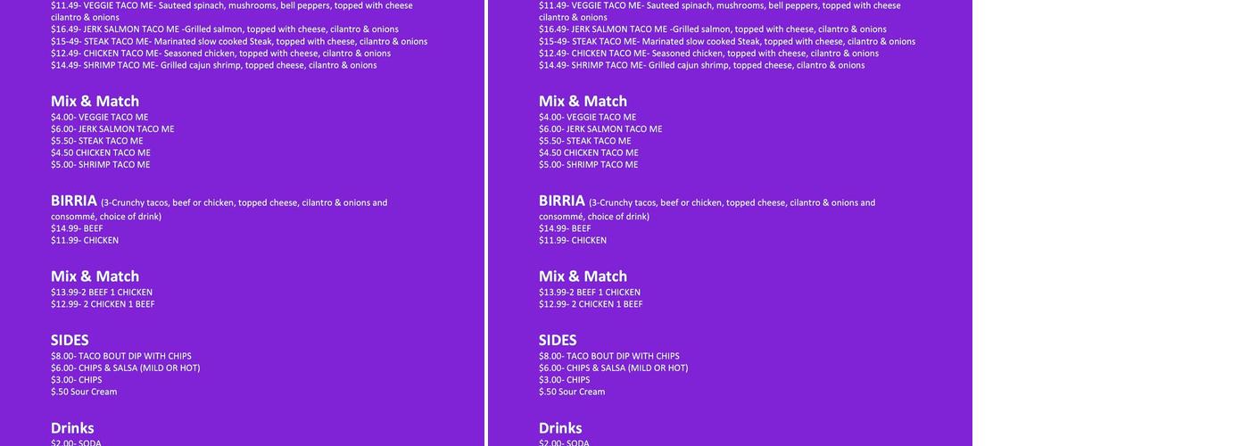 Tacos R Us & More Menu