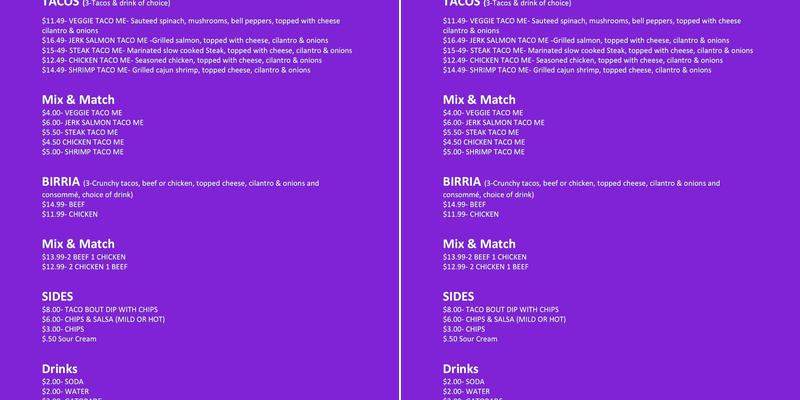 Tacos R Us & More Menu