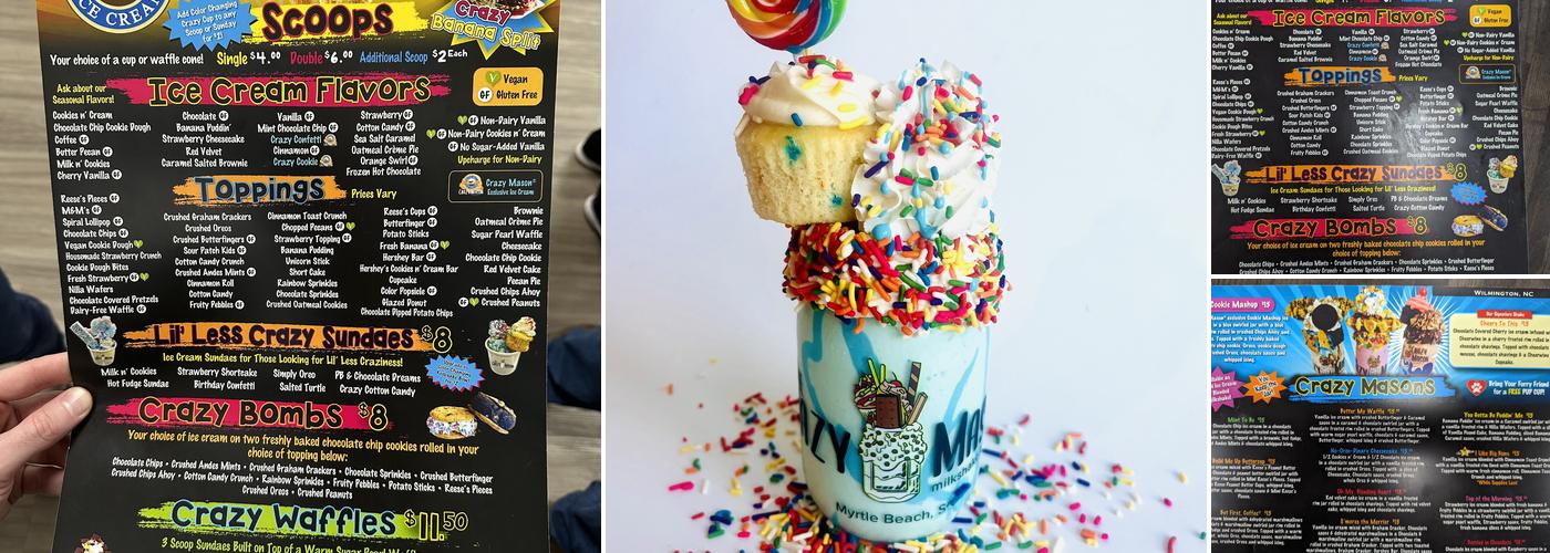 Crazy Mason Milkshake Bar Wilmington Menu