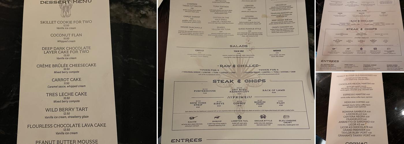 Toca Vez Menu