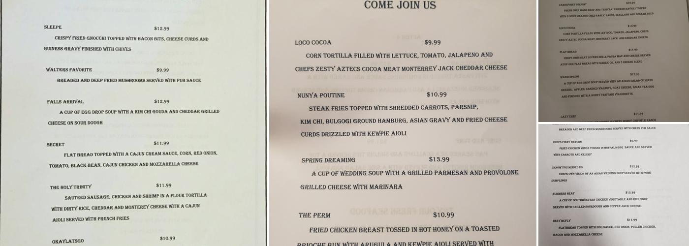 Rustic Rose Tavern Menu