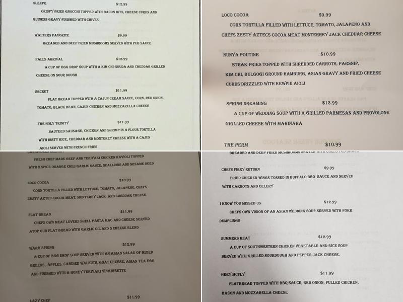 Rustic Rose Tavern Menu