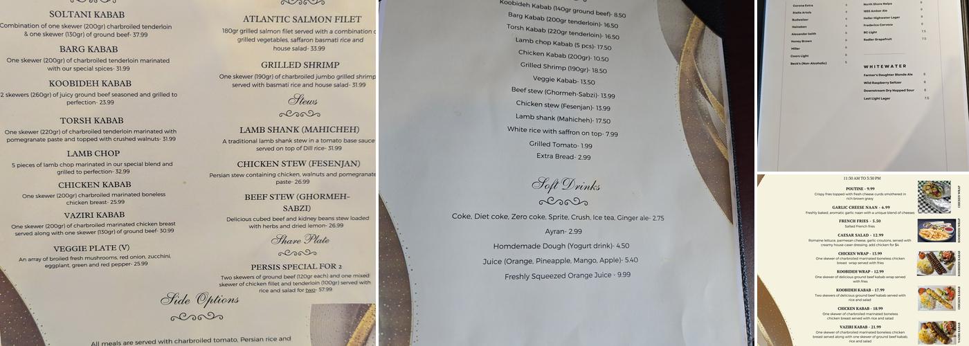 Persis Grill Menu