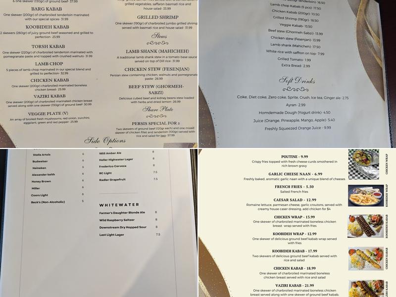 Persis Grill Menu