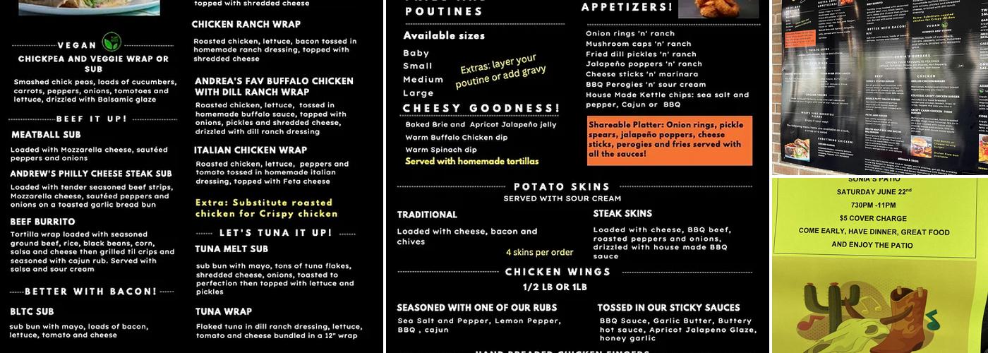 Sonia's patio Menu