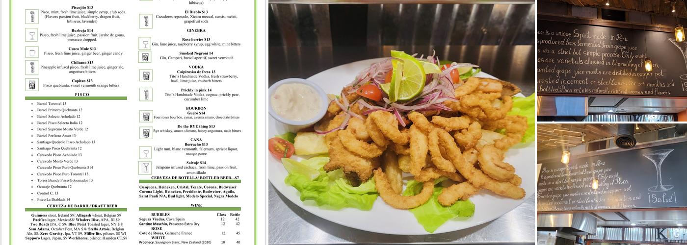 Chacra- pisco bar Peruvian Cuisine Menu