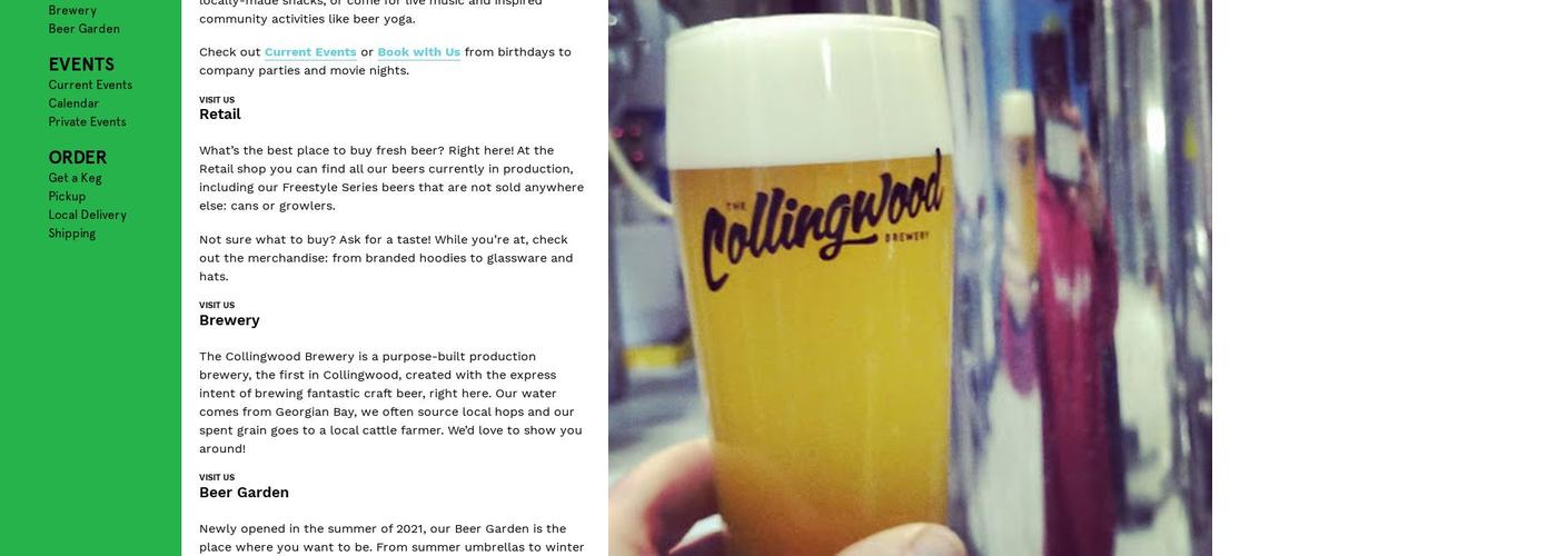 The Collingwood Brewery Menu