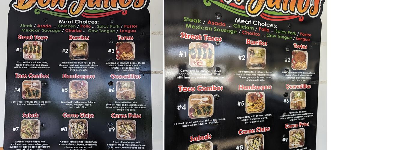 Don julios tacos Menu