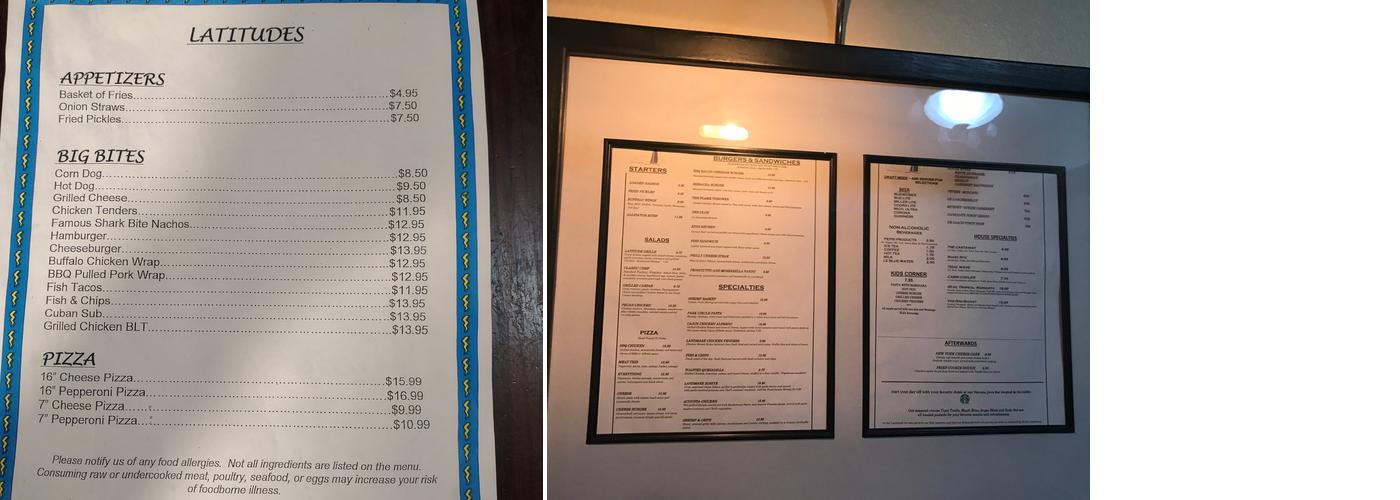 Guest Exclusive - Latitudes Lounge Menu