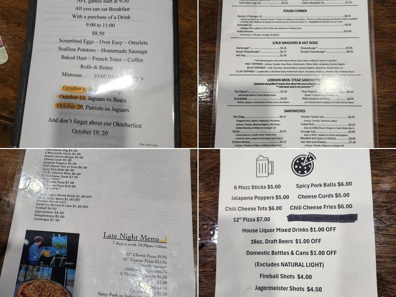 Village Bar Menu