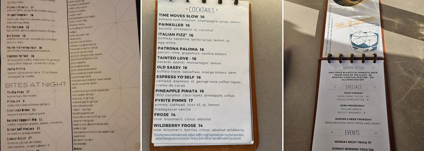 Eddie Ate Dynamite Menu