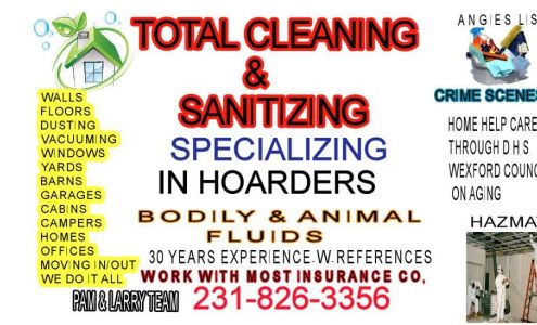 Total Cleaning & Sanitizing 7887 S Dyer Lake Dr, Falmouth Michigan 49632