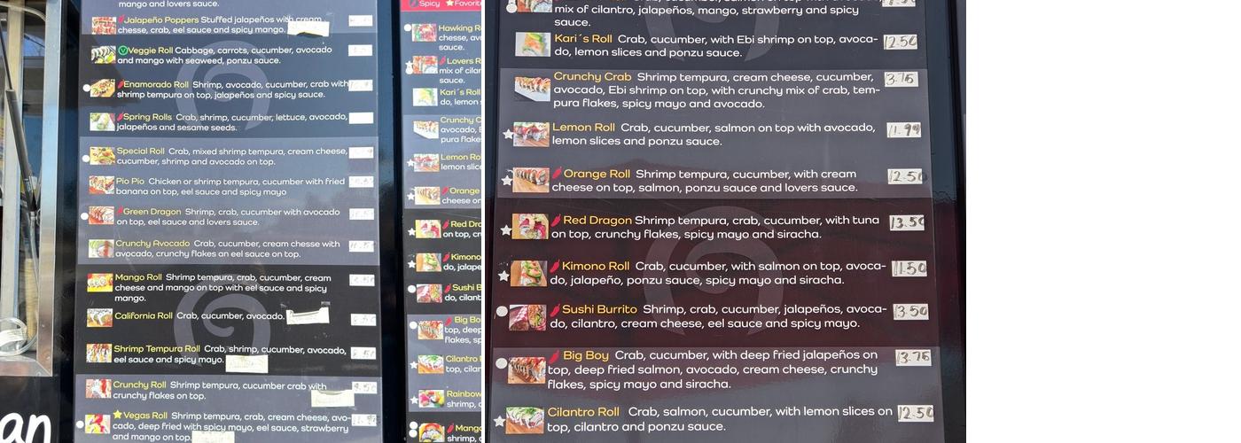 Los sushi lovers Menu