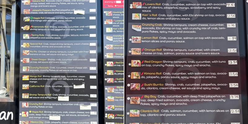 Los sushi lovers Menu