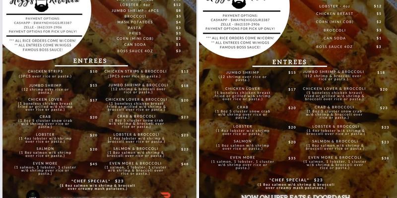 Higgs Kitchen Menu