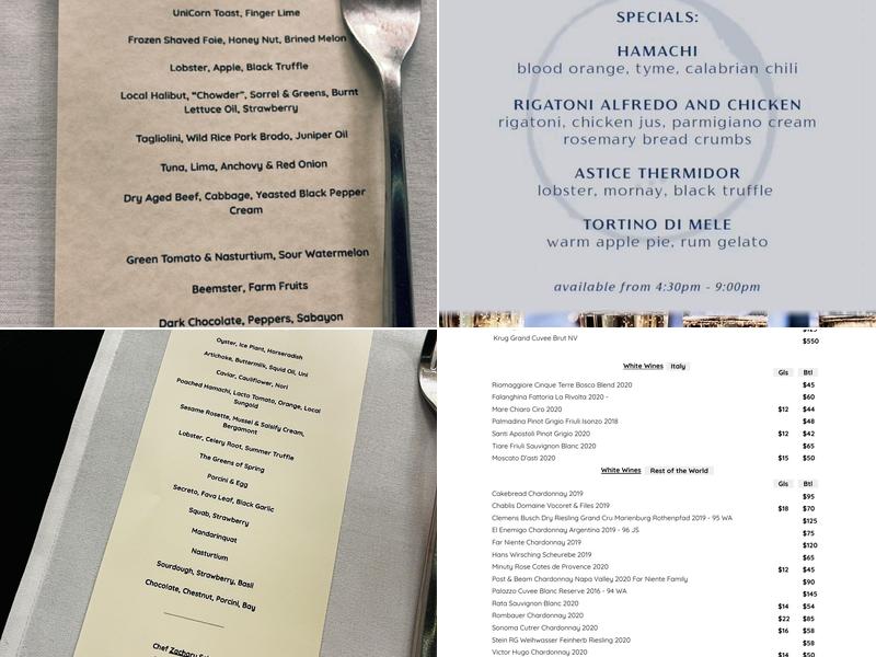 Bello Chef's Table Menu