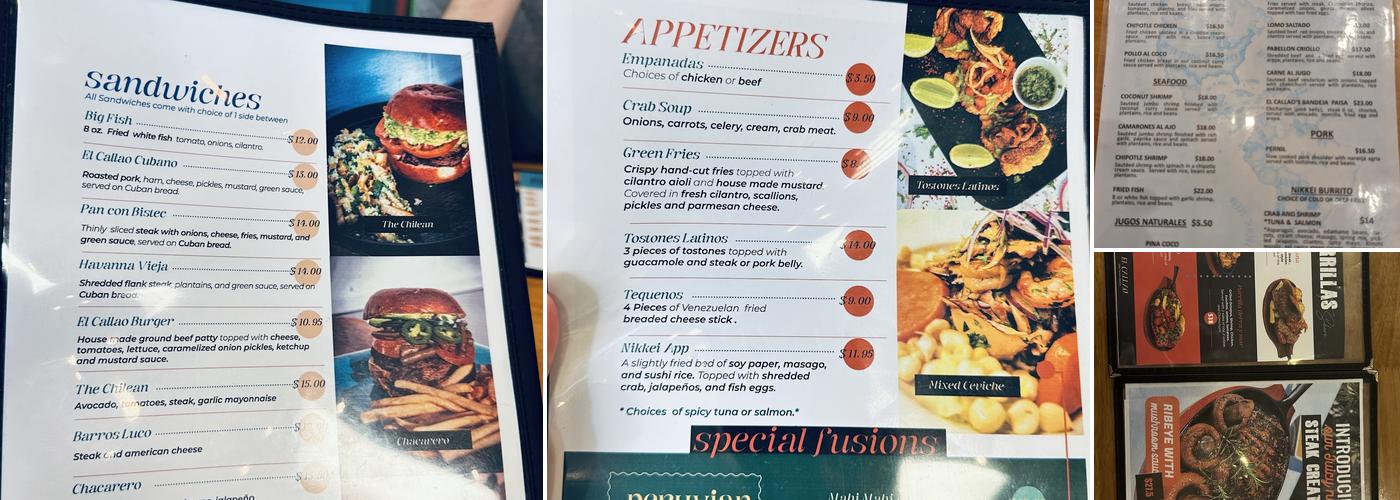 El Callao Latin Fusion Menu